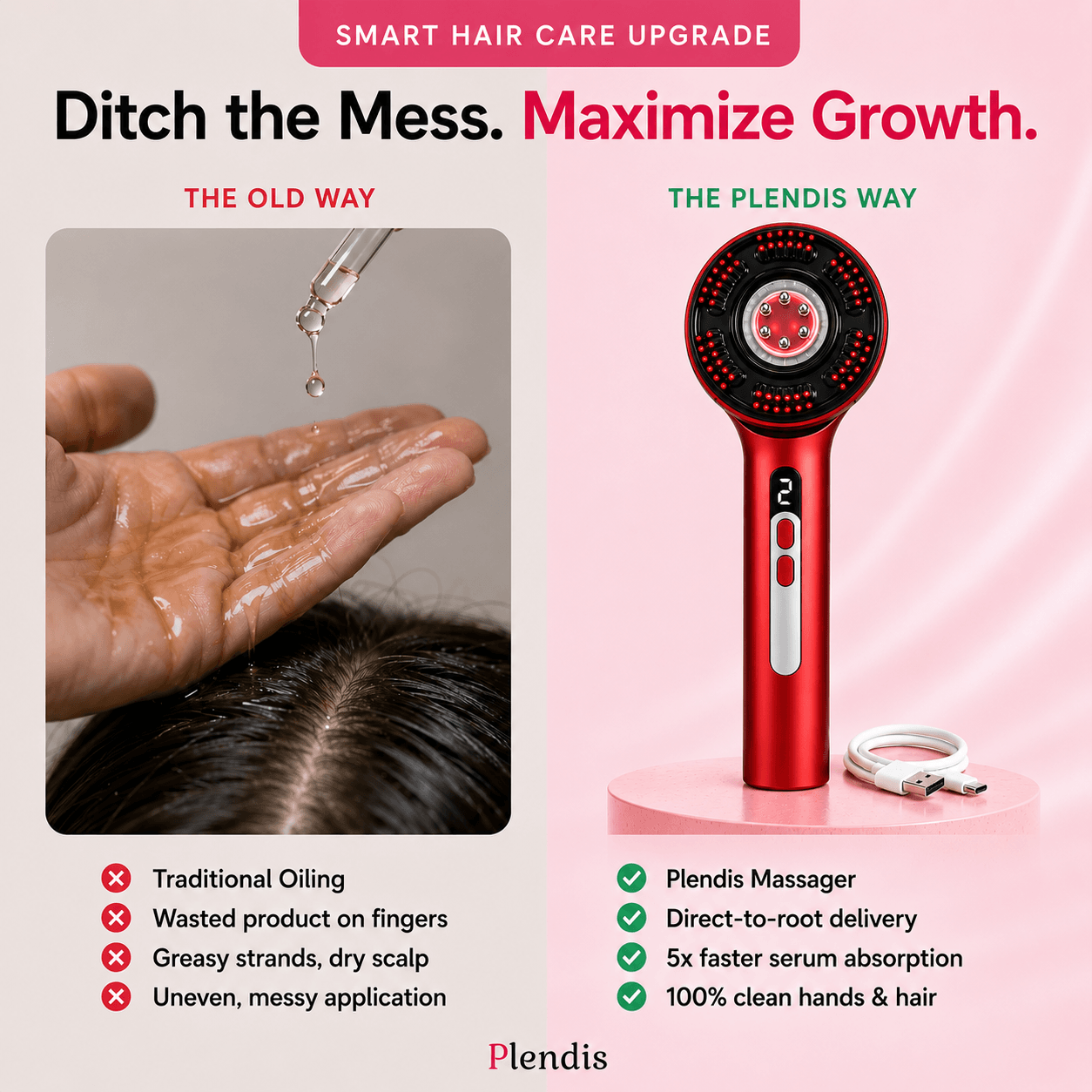 Plendis Electric Scalp Massager & Hair Oil Applicator
